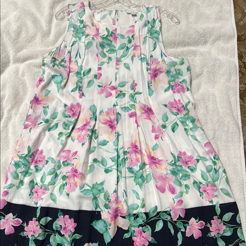 J. Jill White and Blue Pleated Midi Sundress